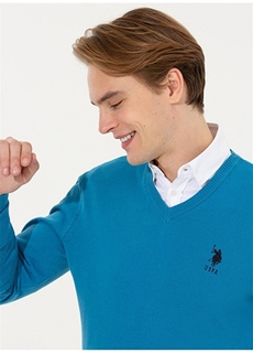 Кобальтовый мужской свитер с круглым вырезом U.S. Polo Assn.