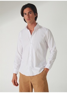 Обычная белая мужская рубашка Slim Fit с классическим воротником Süvari