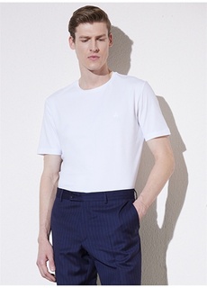 Белая мужская футболка узкого кроя с круглым вырезом Brooks Brothers