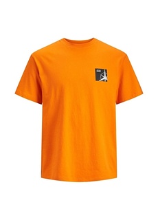 Оранжевая мужская футболка с круглым вырезом с принтом Jack &amp; Jones