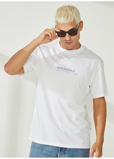 Белая мужская футболка с круглым вырезом с принтом Jack &amp; Jones