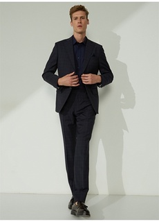 Приталенный мужской костюм темно-синего цвета с нормальной талией Brooks Brothers