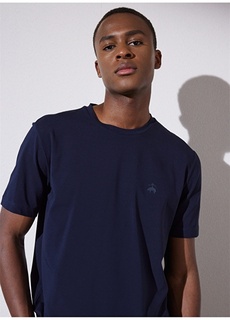 Темно-синяя мужская футболка узкого кроя с круглым вырезом Brooks Brothers