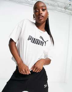 Белая укороченная футболка с логотипом Puma Essentials