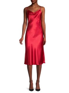 Однотонное атласное платье-комбинация по косой Bebe Red