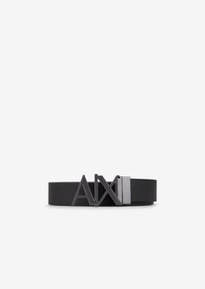 Кожаный ремень с пряжкой-логотипом Armani Exchange, черный