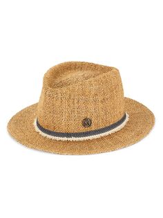 Винтажная шляпа-трилби André из денима и рафии Maison Michel