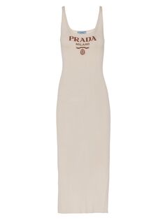 Шелковое платье Prada, бежевый