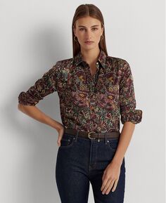 Женская атласная рубашка из шармеза с цветочным принтом, стандартного и миниатюрного размера Lauren Ralph Lauren