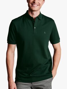 Рубашка-поло из пике с короткими рукавами Charles Tyrwhitt, темно-зеленая