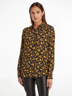 Рубашка из крепа с цветочным принтом Tommy Hilfiger, черный/желтый