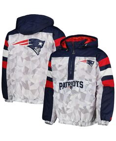 Мужская белая, темно-синяя куртка New England Patriots Tuesday Night Gridiron Raglan с капюшоном и полумолнией Starter