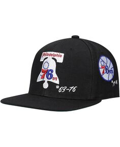 Мужская черная приталенная шляпа Philadelphia 76ers из твердой древесины Classics Timeline Mitchell &amp; Ness