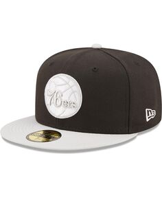 Мужская черно-серая двухцветная цветная упаковка Philadelphia 76ers 59FIFTY приталенная шляпа New Era