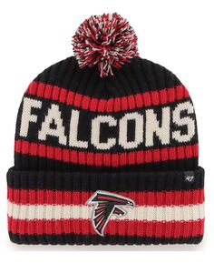 Мужская черная вязаная шапка Atlanta Falcons Bering с манжетами и помпоном &apos;47 Brand