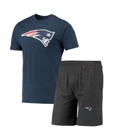 Мужской комплект для сна темно-синего цвета New England Patriots Meter с футболкой и шортами Concepts Sport