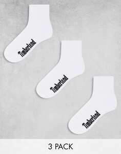 Комплект из трех белых спортивных носков до щиколотки Timberland