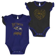 Фиолетовый/черный комплект боди Baltimore Ravens Too Much Love для новорожденных и младенцев, состоящий из двух частей Outerstuff