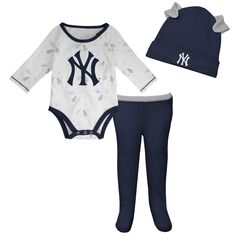 Темно-синий/белый комплект для новорожденных и младенцев New York Yankees Dream Team, боди, шапка и брюки на ножках Outerstuff