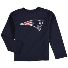 Футболка с длинным рукавом и логотипом дошкольной команды New England Patriots — темно-синий Outerstuff