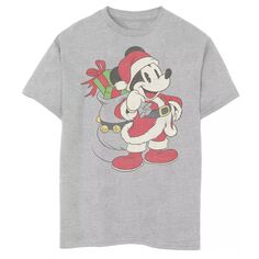 Рождественская футболка с рисунком Микки Мауса Disney для мальчиков 8–20 лет и портретом Санта-Клауса Licensed Character
