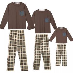 Cheibear Женские пижамы с длинными рукавами и брюками Клетчатые семейные пижамные комплекты cheibear