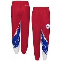 Молодежные брюки-ветровка Mitchell &amp; Ness Red Philadelphia 76ers Paintbrush Unbranded