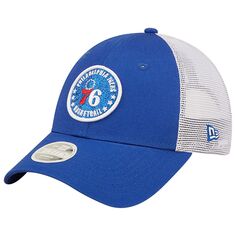 Женская шляпа New Era Royal/White Philadelphia 76ers с блестящей нашивкой 9FORTY Snapback New Era