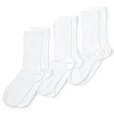 Женские однотонные носки с бесшовным носком Land End, 3 упаковки Lands&apos; End, белый