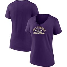 Фиолетовая женская футболка Fanatics с надписью Baltimore Ravens и v-образным вырезом Fanatics