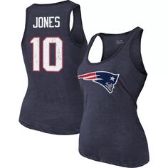 Женская майка Majestic Threads Mac Jones темно-синего цвета New England Patriots с именем и номером игрока, футболка из трех смесей Majestic