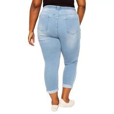 Tia Женские облегающие рваные джинсы-бойфренды большого размера с пышной посадкой и высокой посадкой Poetic Justice