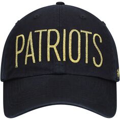 Женская черная регулируемая шляпа с блестящим текстом New England Patriots &apos;47 Unbranded