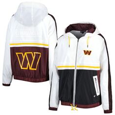Женская спортивная куртка с молнией во всю длину реглан The Wild Collective белого/бордового цвета Washington Commanders Unbranded