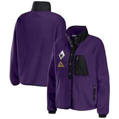 Женская одежда Erin Andrews Фиолетовая куртка Baltimore Ravens из флиса с застежкой на пуговицы реглан Unbranded