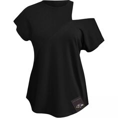Черная женская рубашка из три смесового материала с вырезами KIYA TOMLIN Baltimore Ravens Unbranded