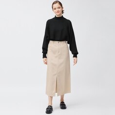 Вельветовая длинная юбка А- силуэта +E GU, натуральный