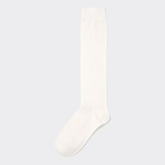 Стильные высокие носки в рубчик с подогревом GU, белый