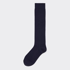 Стильные высокие носки в рубчик с подогревом GU, темно-синий
