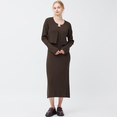 Платье многосторонней вязки в рубчик GU, коричневый