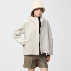 Уютное короткое пальто с капюшоном Melton GU, натуральный