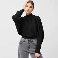 Мультивейный свитер GU, черный