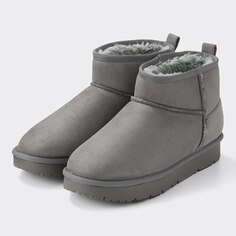 Теплые ботинки из овчины на ощупь GU, серый
