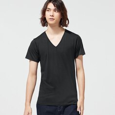 Стильная футболка из сухой сетки с V- образным вырезом GU, черный