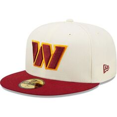 Мужская приталенная шляпа New Era кремового/бордового цвета Washington Commanders Tri-Chrome 59FIFTY