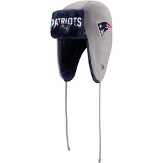 Мужская серебряная вязаная шапка New Era New England Patriots с головой Trapper