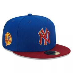 Мужская New Era Royal/Red New York Yankees Logo Primary Jewel Gold Undervisor 59FIFTY Облегающая шляпа