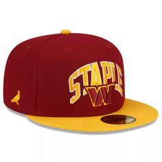 Мужская облегающая шляпа New Era бордового/золотого цвета Washington Commanders NFL x Staple Collection 59FIFTY