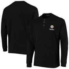 Мужская черная футболка с длинным рукавом Dunbrooke Pittsburgh Steelers Logo Maverick Thermal Henley