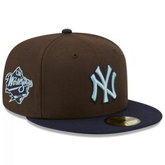 Мужская облегающая шляпа New Era коричнево-темно-синего цвета New York Yankees 1999 World Series орех 9FIFTY